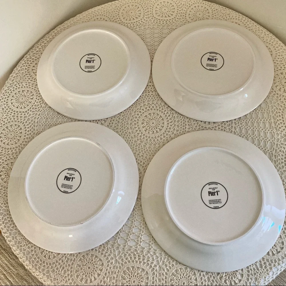 Pier 1 Ironstone botanical floral salad plates set of 4